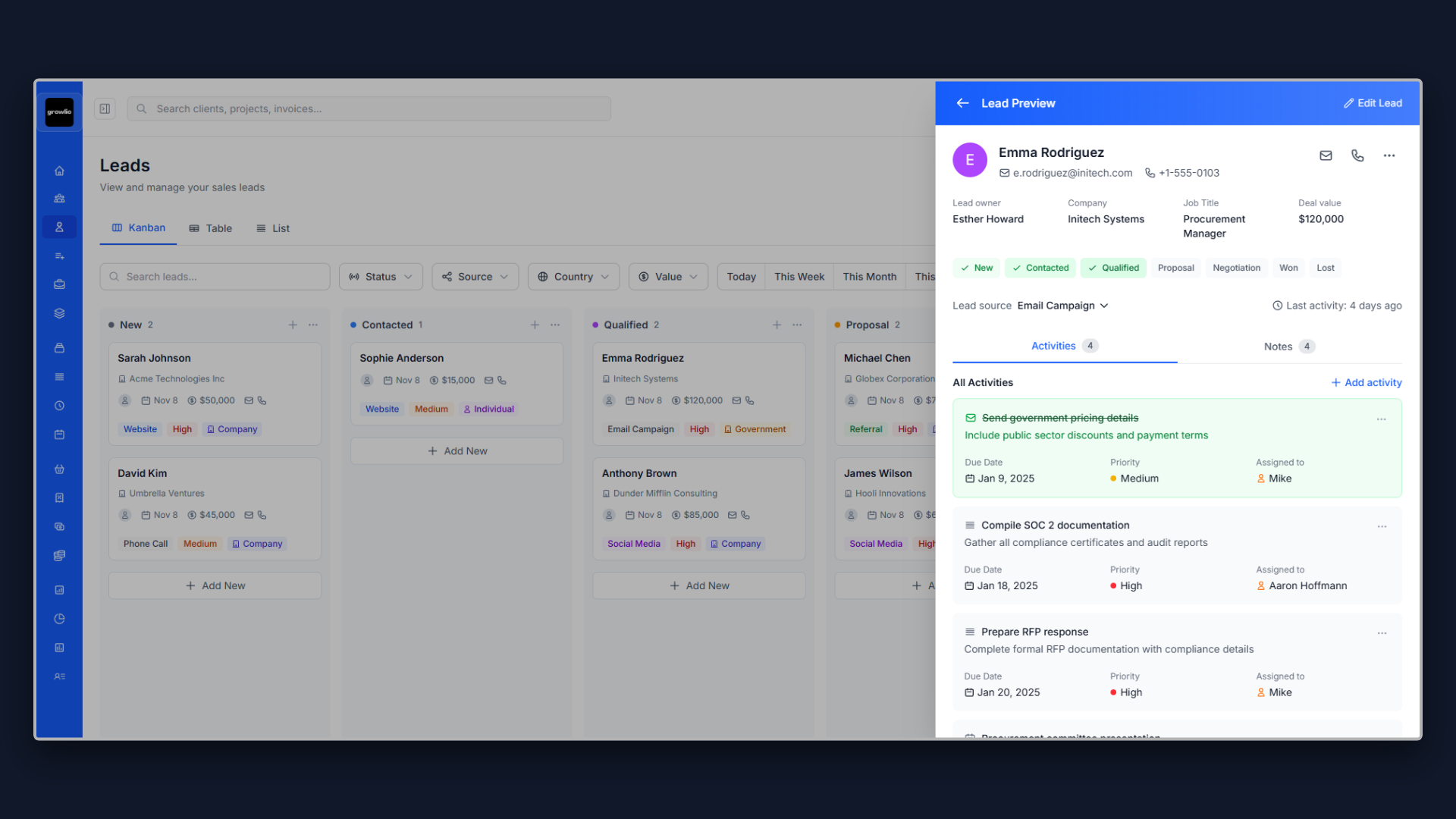 Lead Pipeline interface showing convert leads into clients faster