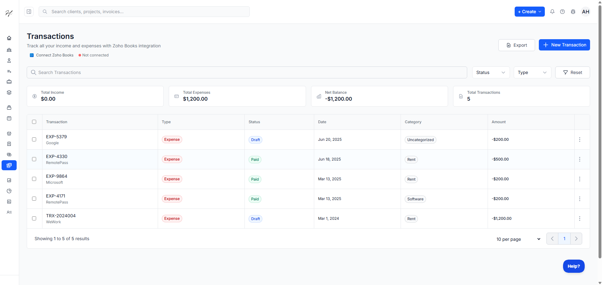 Financial management interface showing take control of your finances