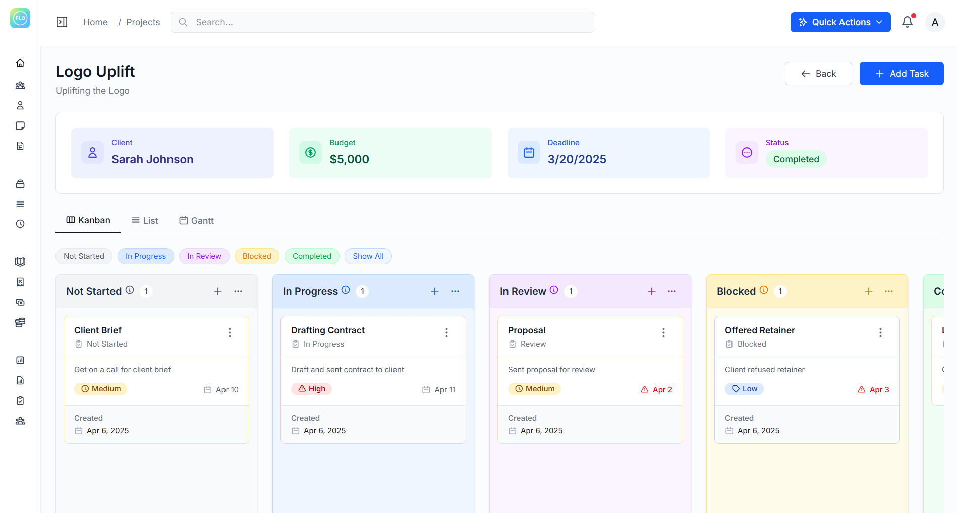 Project delivery interface showing streamline your project workflow